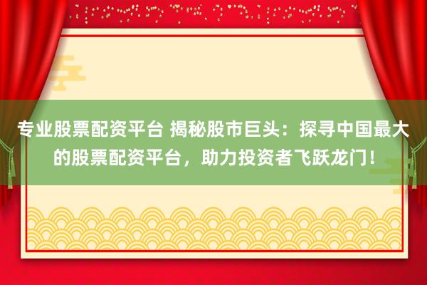 专业股票配资平台 揭秘股市巨头：探寻中国最大的股票配资平台，助力投资者飞跃龙门！