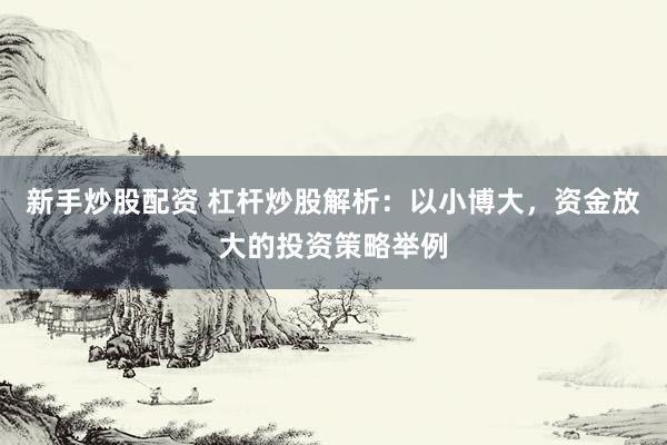 新手炒股配资 杠杆炒股解析：以小博大，资金放大的投资策略举例