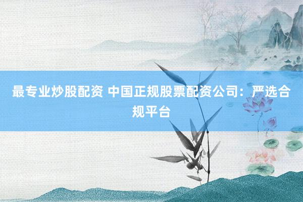 最专业炒股配资 中国正规股票配资公司：严选合规平台