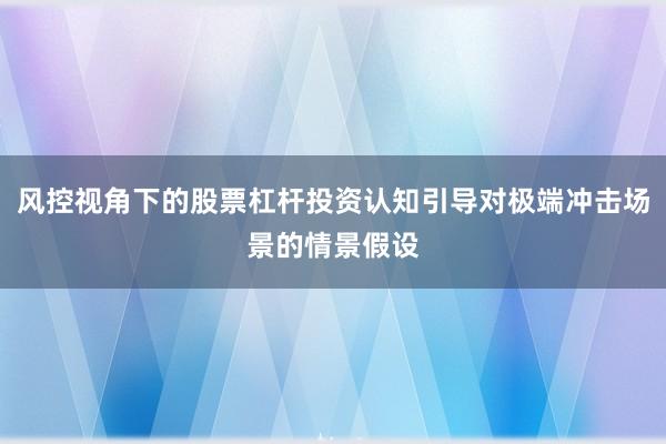 风控视角下的股票杠杆投资认知引导对极端冲击场景的情景假设